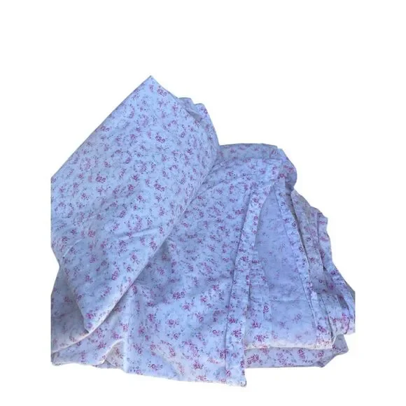 Vintage Shabby Chic Home Rachel Ashwell Small Florals Flat Sheet Brown Label Que - Picture 2 of 8